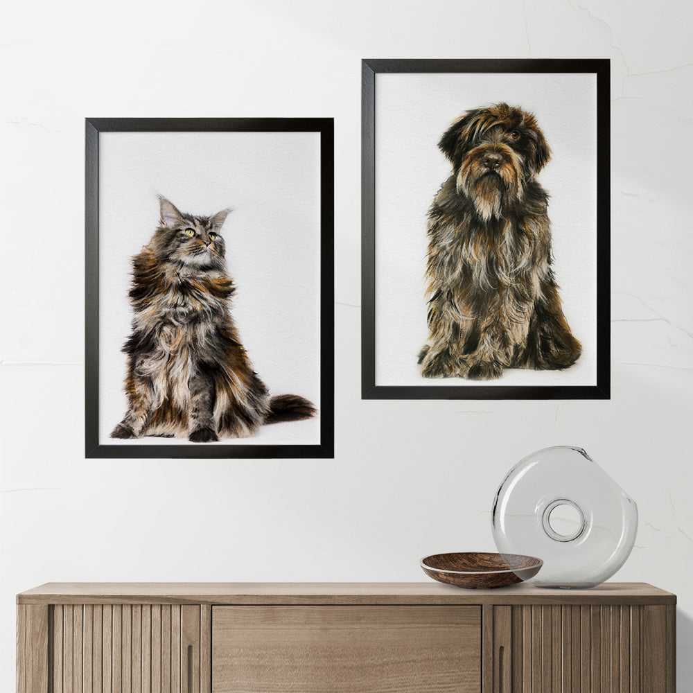 Classic Pet Portrait, Custom Portrait Painted from Photo, 100% Hand Painted With Watercolor Paints, Cat or Dog Portrait, Free Shipping